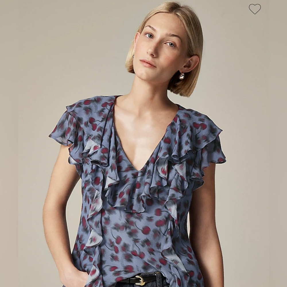 J.Crew Ruffle chiffon top size S